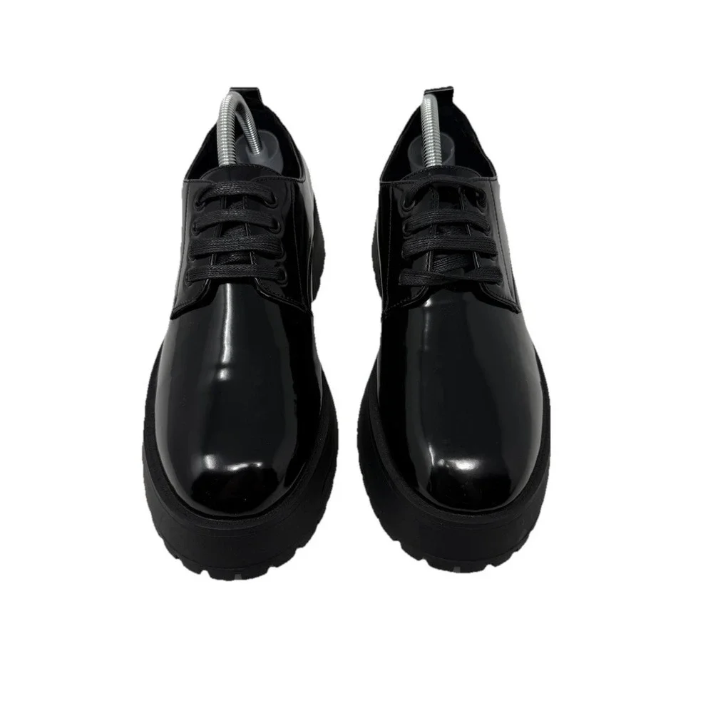 Patent Leather Chunky Oxford Women's Black Platform Lace-Up Asos Design Shoes 10
